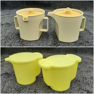 Tupperware Vtg Cream & Sugar Bowl Sets Flip Top and Push Top